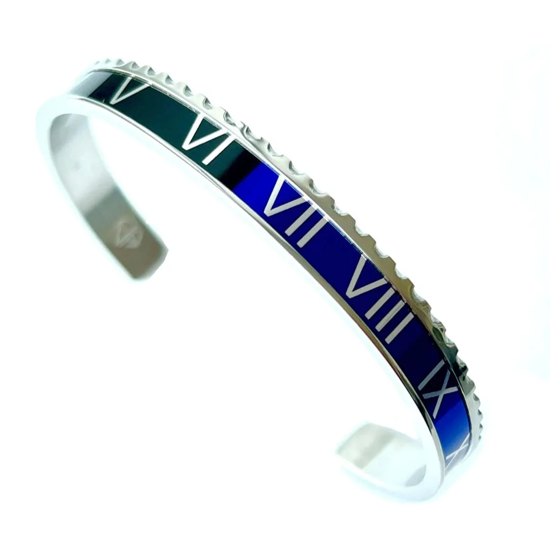 Roman Speed bracelet silver blue and black bezel style