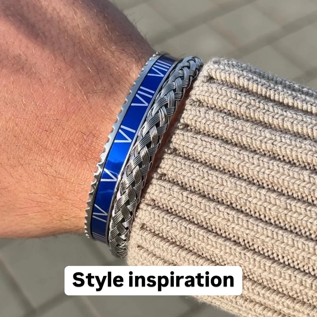 Roman Speed bracelet silver blue bezel style