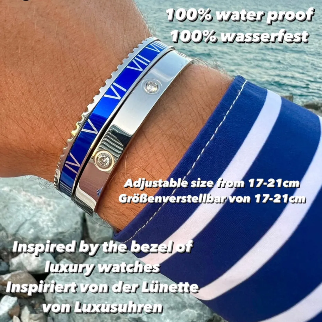 Roman Speed bracelet silver blue bezel style