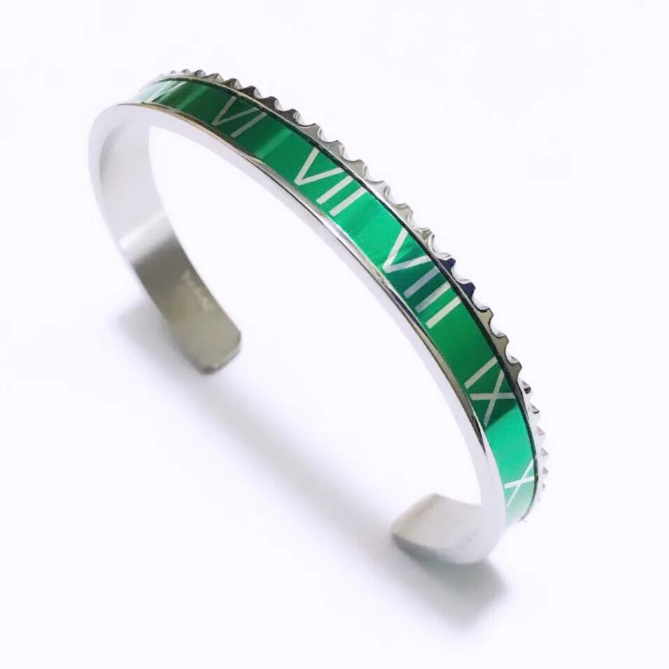Roman Speed bracelet silver green bezel style