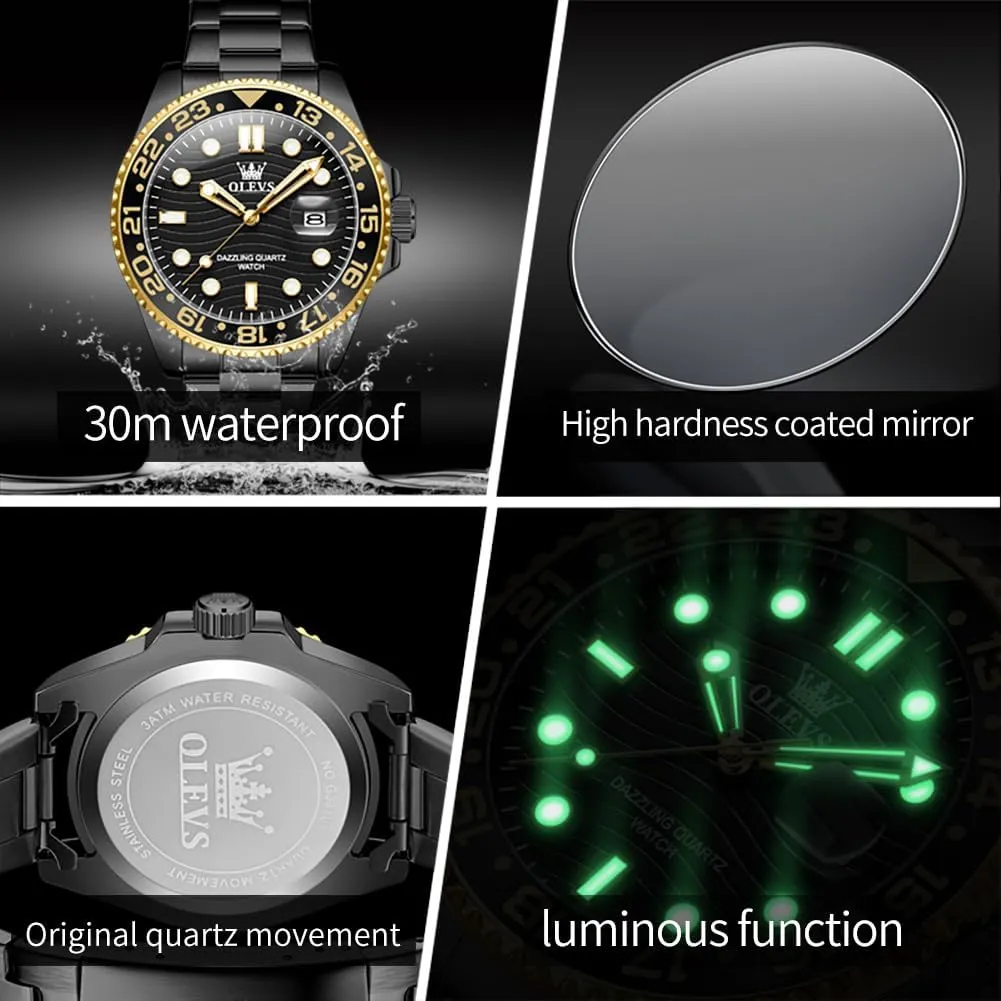 Rotatable Bezel Men Watch OLEVS Watch Men Luxury Big Face Dress Easy Read Mens Watches with Date Waterproof Luminous Stainless Steel Watches insatiable reliability nonetheless for Men Business Fashion Analog Quartz Men's Wrist Watches 