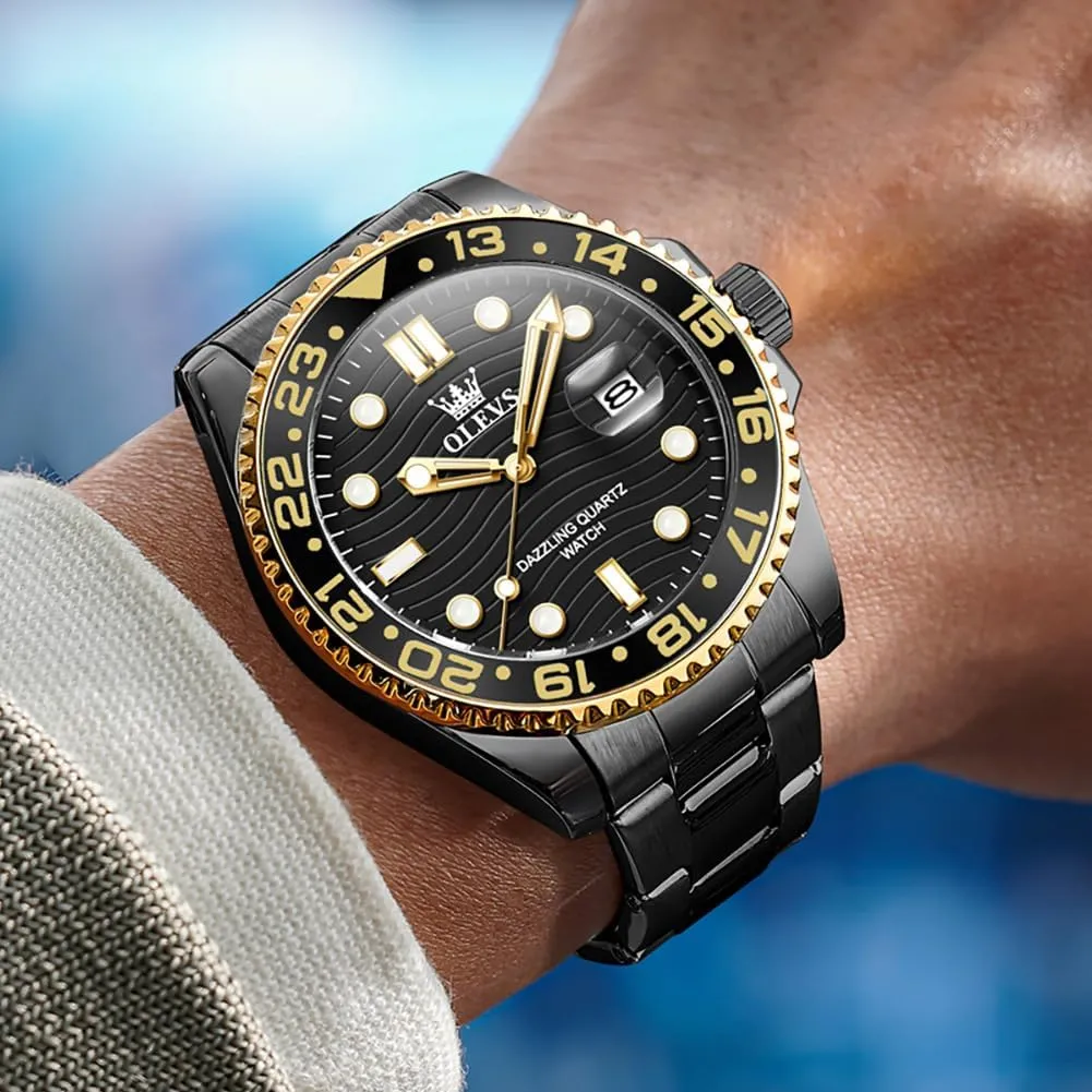 Rotatable Bezel Men Watch OLEVS Watch Men Luxury Big Face Dress Easy Read Mens Watches with Date Waterproof Luminous Stainless Steel Watches insatiable reliability nonetheless for Men Business Fashion Analog Quartz Men's Wrist Watches 