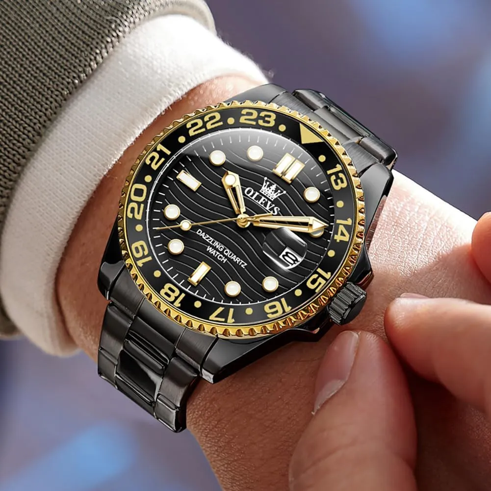 Rotatable Bezel Men Watch OLEVS Watch Men Luxury Big Face Dress Easy Read Mens Watches with Date Waterproof Luminous Stainless Steel Watches insatiable reliability nonetheless for Men Business Fashion Analog Quartz Men's Wrist Watches 