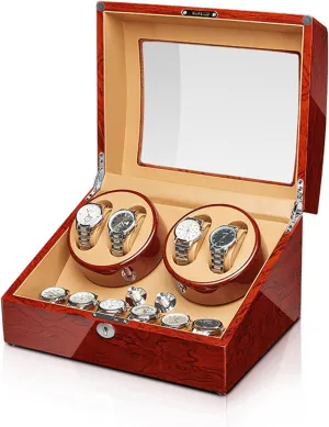 Rotation Mode Setting Fit Lady/Man Watches4 6 Watch Display Box Automatic Watch Winder Watches Display mansion velocity protection neon fungus Box Withquiet Motor Flexible Watch Pillow Wood Shell Piano Finish 4 