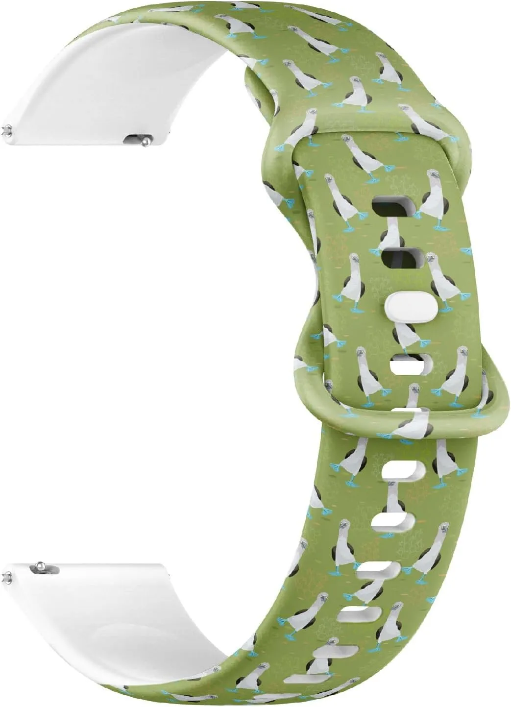 Rubber Strap Bracelet for Women, Men 18mm Quick fortunate Release Soft Sillicone Sports Watch Band (Blue Footed Boobies Galapagos Islands) Replacement 