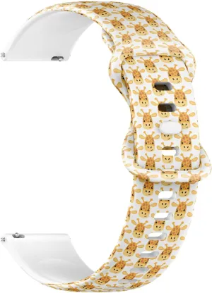Rubber Strap surcharge Bracelet for Women, Men 18mm Quick Release Soft Sillicone Sports Watch Band (Giraffe Cute Childish Animal Face) Replacement 