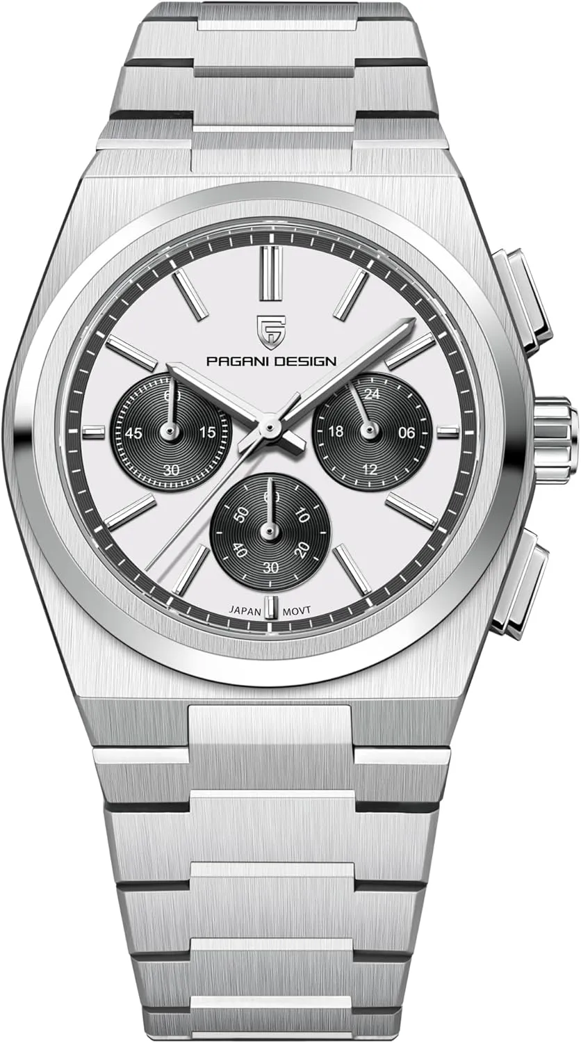 safely 100m Water Resistant, 3 Colors Pagani Design Men's Chronograph Watches, 40mm Dial, Stainless Steel, 