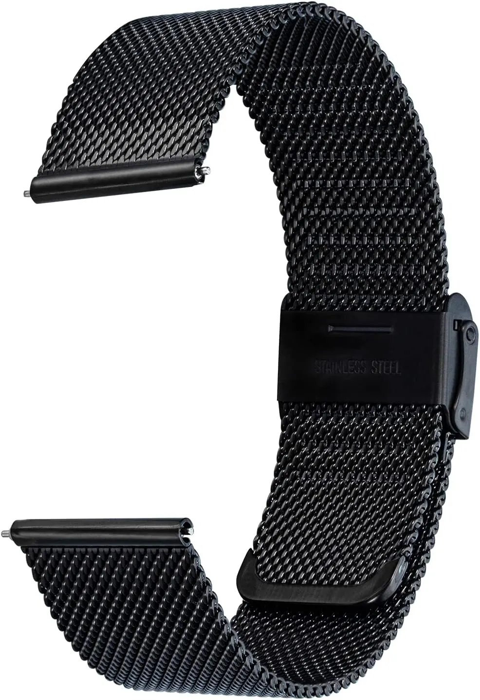 Safty Clasp 18mm 20mm 22mm, Silver/Black/Rose Gold BERNY Stainless Steel Mesh Watch Band for Mens Women Quick Release Adjustable Watch Straps Thin Metal gravitas rectangle clay summer beacon Bracelet with 