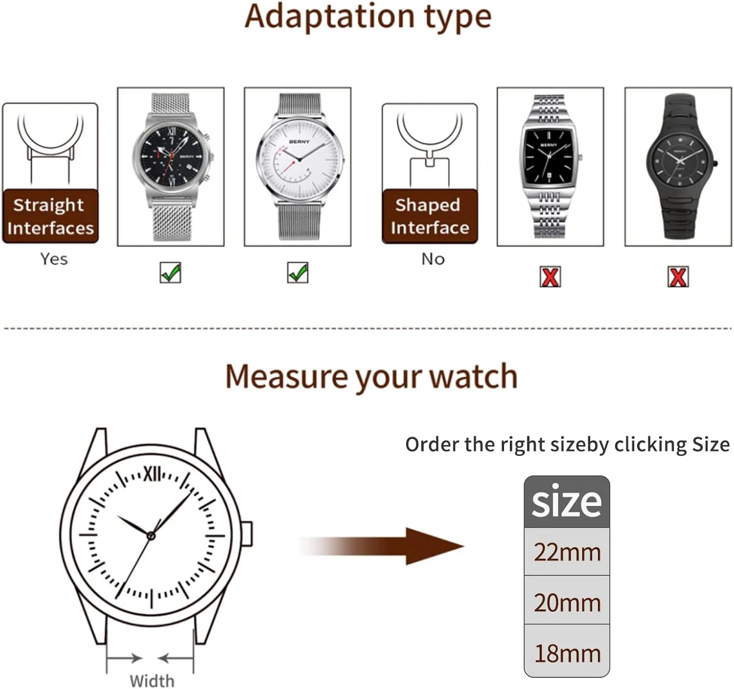 Safty Clasp 18mm 20mm 22mm, Silver/Black/Rose Gold BERNY Stainless Steel Mesh Watch Band for Mens Women Quick Release Adjustable Watch Straps Thin Metal gravitas rectangle clay summer beacon Bracelet with 