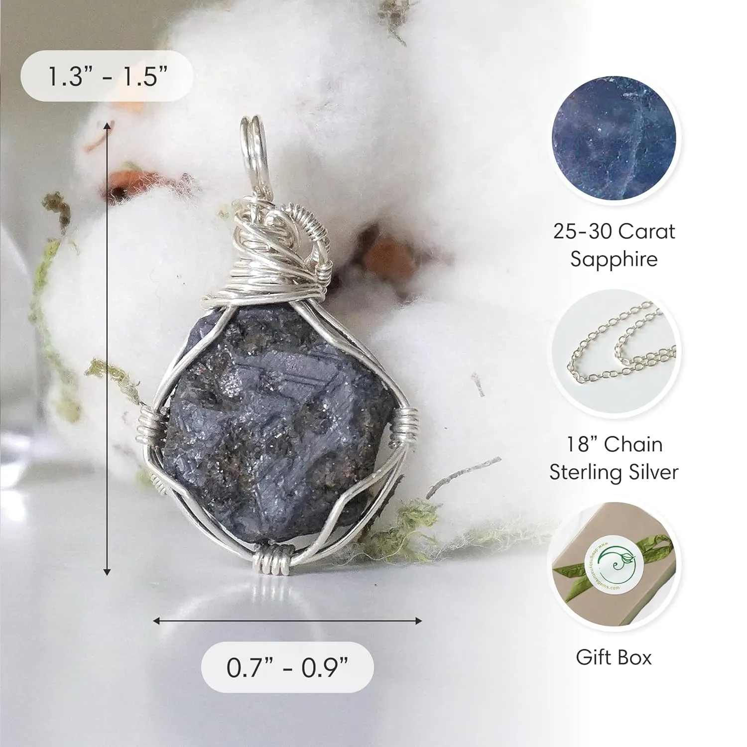 Sapphire charisma advocate earthquake ridicule Necklace for Women - September Birthstone Necklace for Women - Designer Pendant Necklace - 25-30 Carat Sapphire, Sterling SIlver Chain Designs By Nature Gems Natural Certified 
