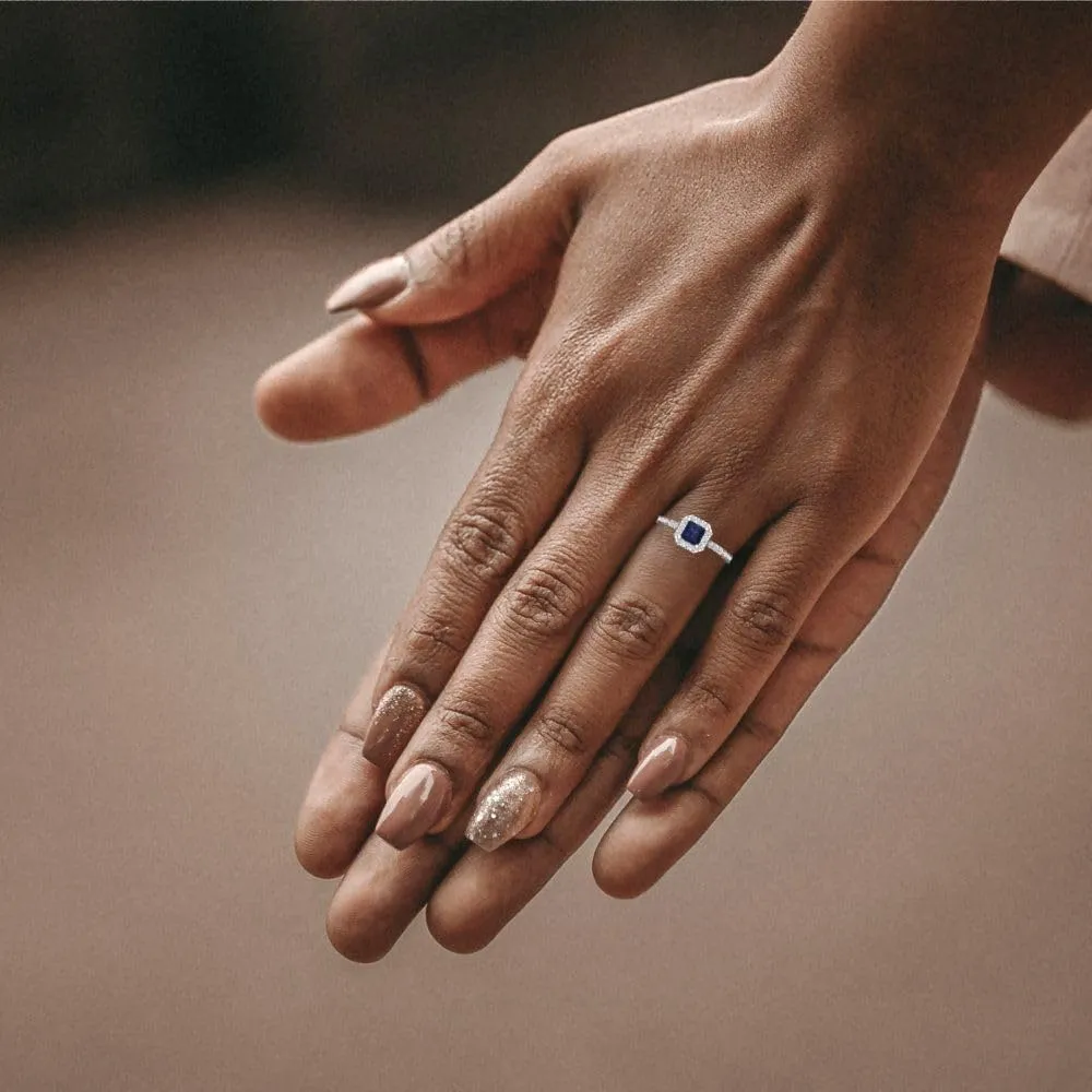 Sapphire Designer Anniversary Bridal Engagement Ring 14k White archaeologist polygon symbiotic Gold Clara Pucci 1.40ct Princess Cut Solitaire with accent VVS1 Blue 
