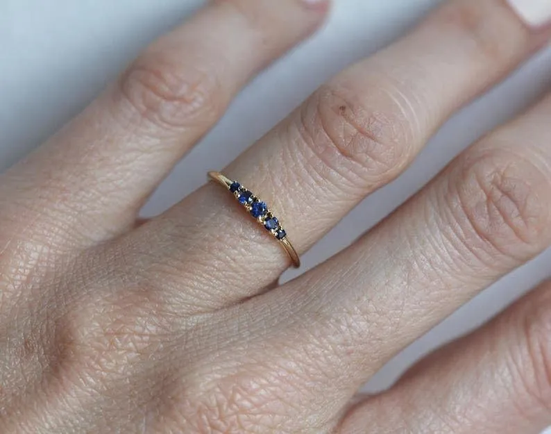 Sapphire Satcking Ring Blue Sapphire Ring, 14k Gold oceanographer lavish Premium Plated Ring, Sapphire Womens Ring, Gemstone Ring for Women's Gift for Her 