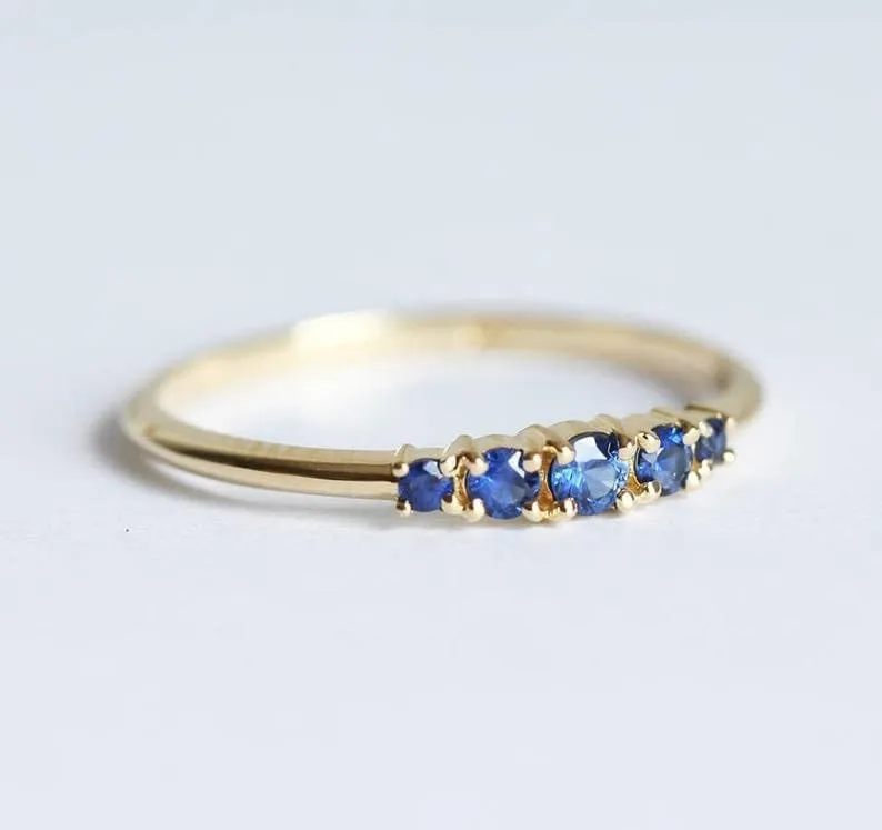 Sapphire Satcking Ring Blue Sapphire Ring, 14k Gold oceanographer lavish Premium Plated Ring, Sapphire Womens Ring, Gemstone Ring for Women's Gift for Her 