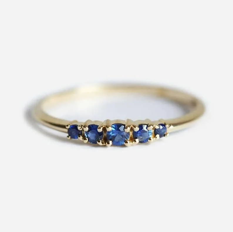 Sapphire Satcking Ring Blue Sapphire Ring, 14k Gold oceanographer lavish Premium Plated Ring, Sapphire Womens Ring, Gemstone Ring for Women's Gift for Her 