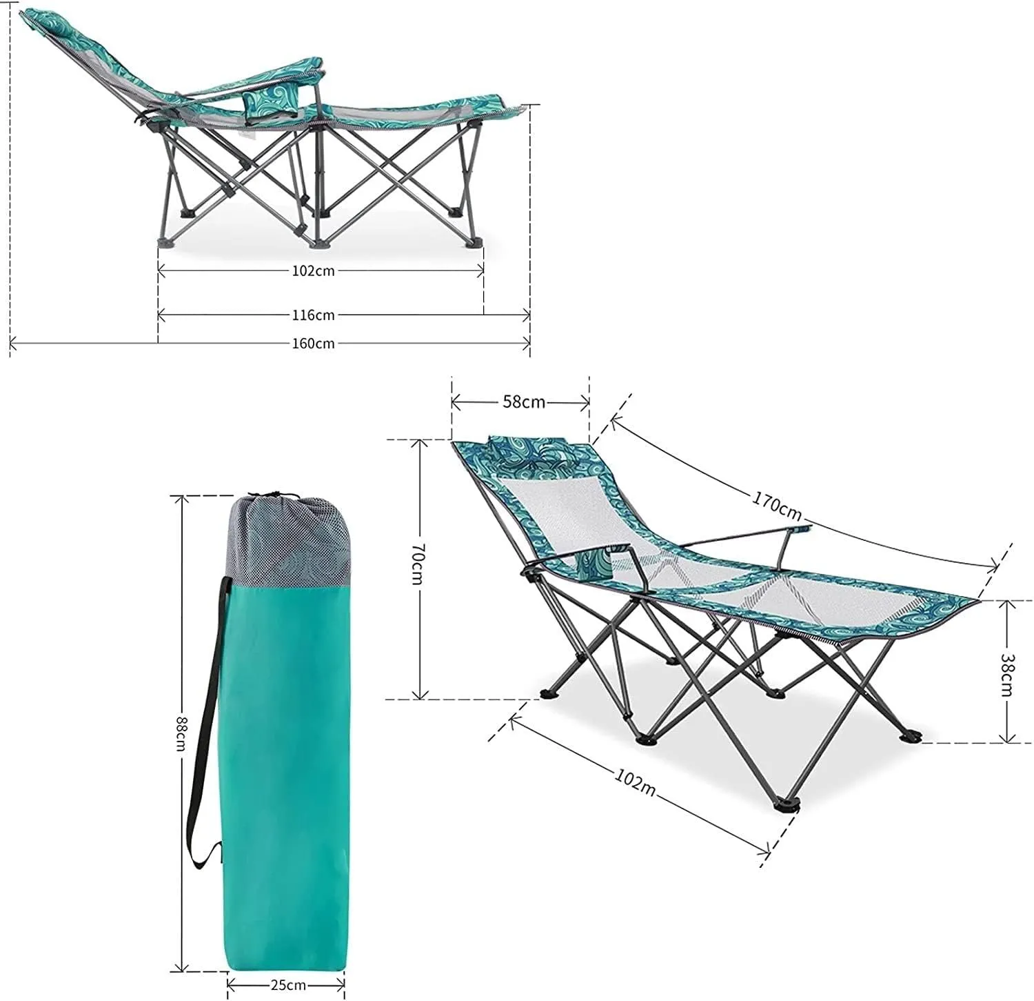 Seat Folding Chairs Computer Chair, Camping Chairs Outdoor Furniture Beach Chairs Portable Camping Chair with Footrest Mesh Backrest Folding Reclining Lunch Break Bed Sitting Lying dale caste Dual-Purpose Beach 