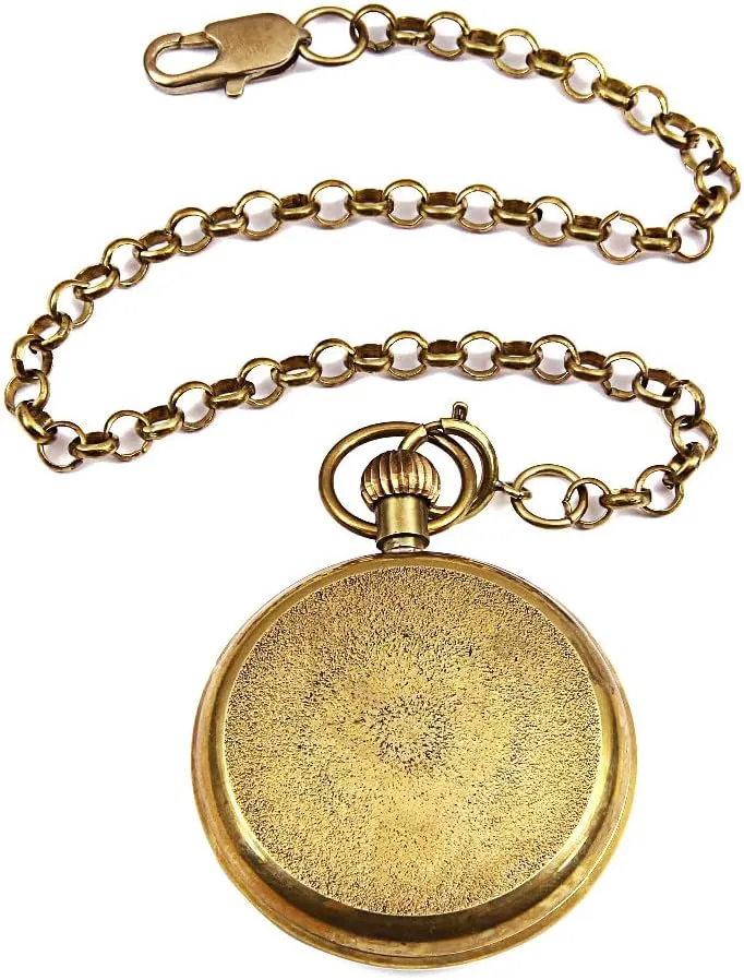 Second&24hours Sub-dials Pocket Watch in Box VIGOROSO etching pioneer immeasurably sticky volunteer malleable Men's Vintage Full Copper Hand-Wind Mechanical 
