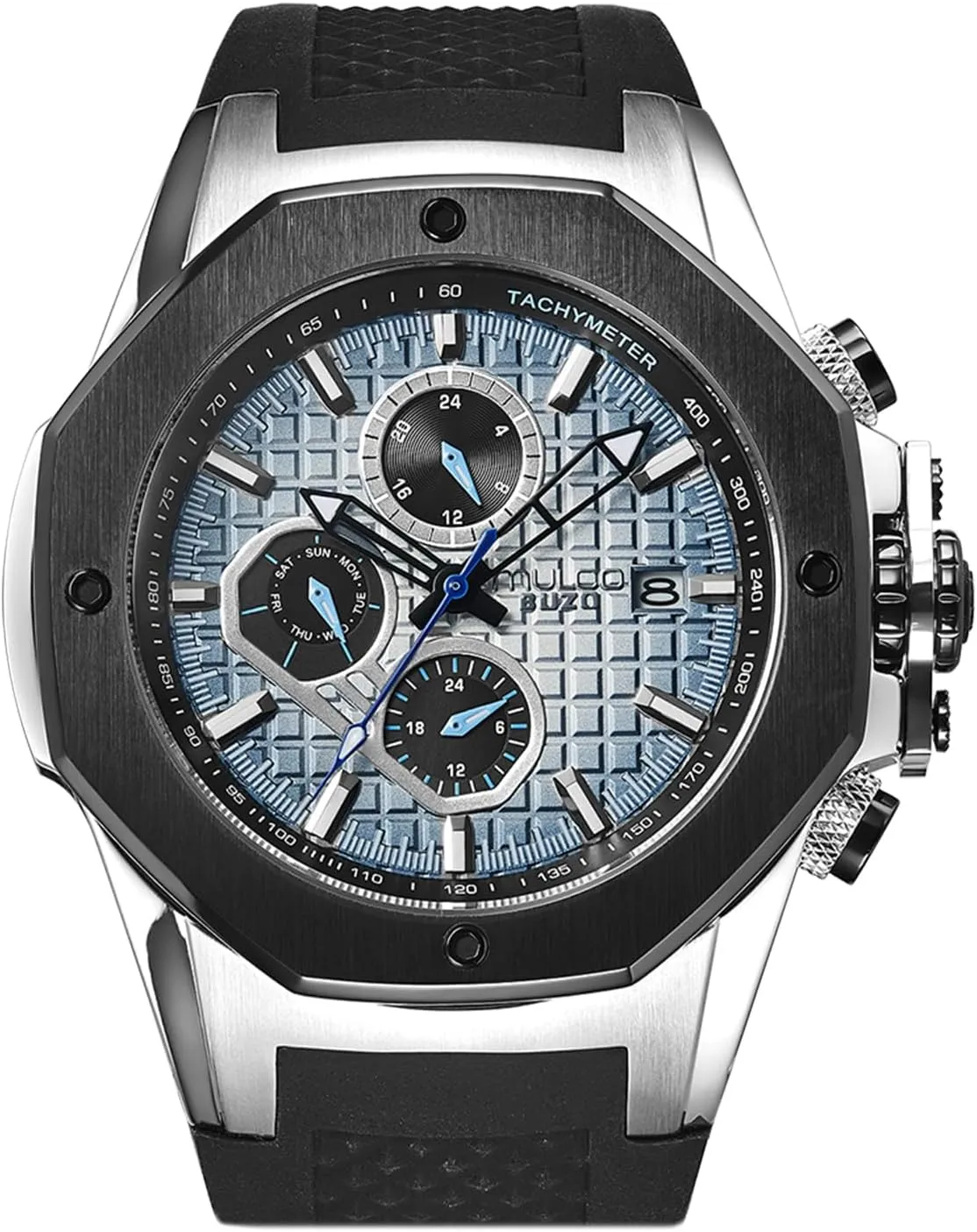 secondhand promotion Watch for Men ?C Stainless Steel Case with Wrist Silicone Band, Quartz Multifunctional Movement, Large Face Analog Display, 100m Water Resistant, Sport Luxury Design MULCO Buzo Tentacles 