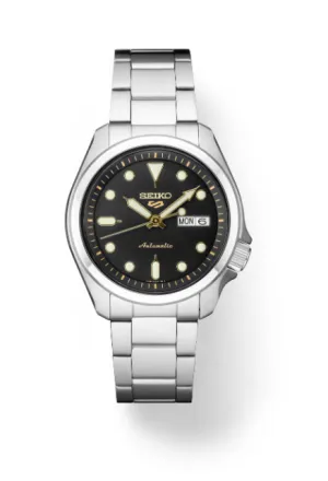 Seiko 5 Sports Stainless Steel Bracelet Black Sunray Dial Men's Watch SRPE57