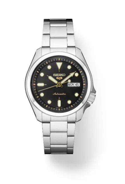 Seiko 5 Sports Stainless Steel Bracelet Black Sunray Dial Men's Watch SRPE57