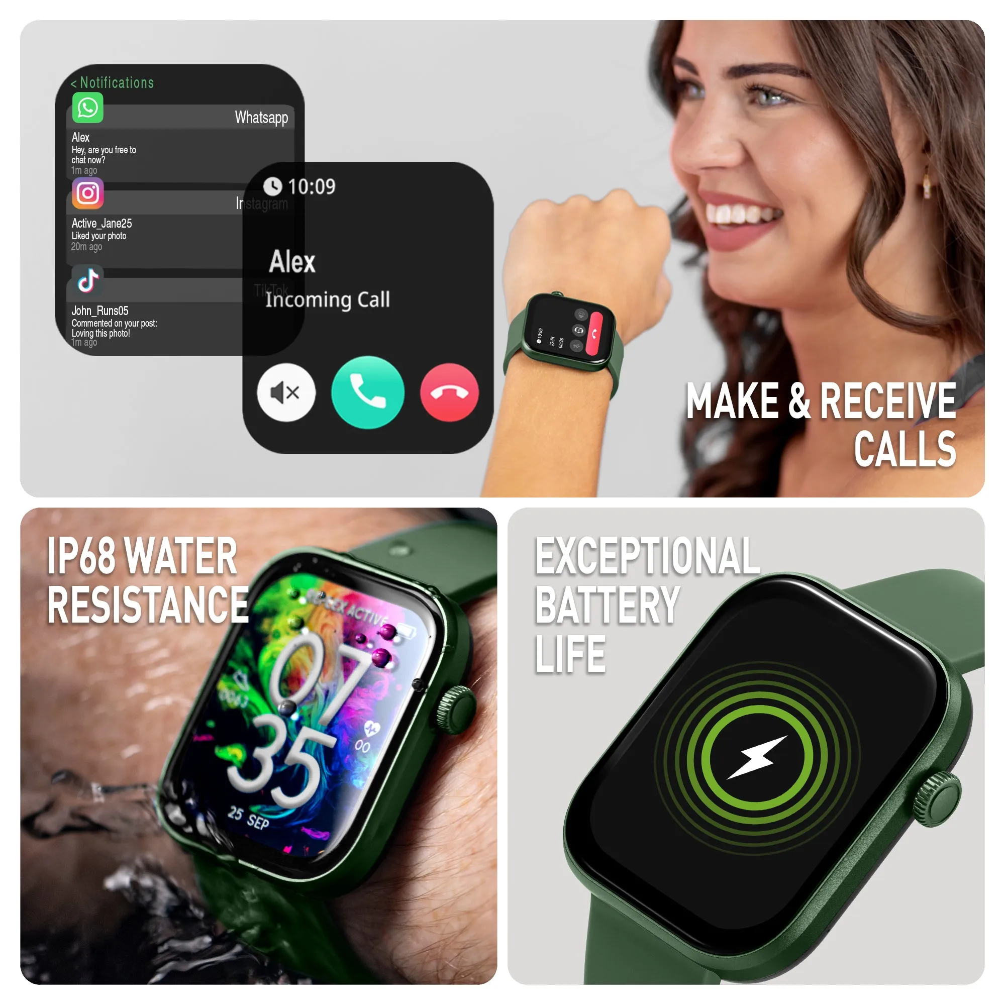 Series 40 Amoled Forest Green Silicone Smart Watch