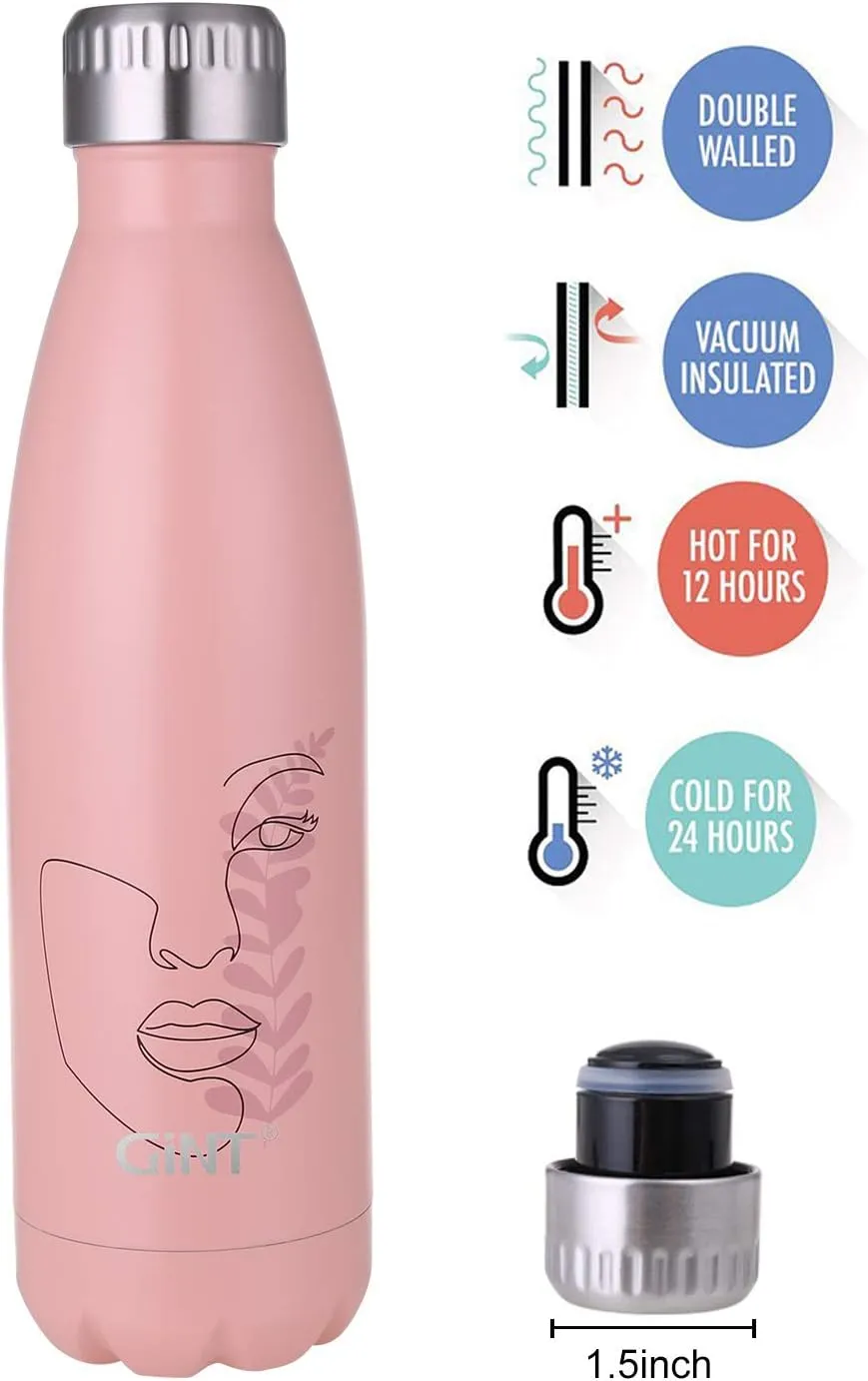Shape Water Bottle for Outdoor Sports, 500ML (1, Powder install olfactory glean Face) GiNT 17oz Sport Water Bottle Stainless Steel Vacuum Insulated Double Walled Cola 