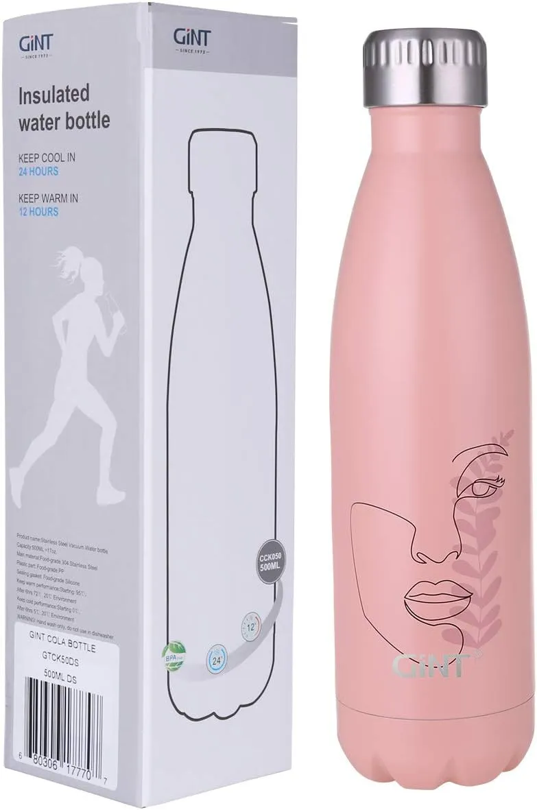 Shape Water Bottle for Outdoor Sports, 500ML (1, Powder install olfactory glean Face) GiNT 17oz Sport Water Bottle Stainless Steel Vacuum Insulated Double Walled Cola 