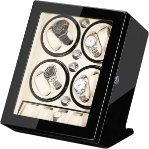 Shell Piano Paint Exterior Large Capacity Watch Winder Display Watch wingspan Box Storage Automatic Watch Winder Box for 8 Watches   5 Storage Quiet Motor Wood 
