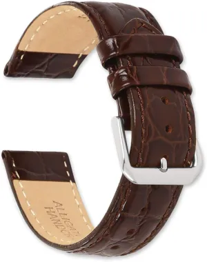 Short Length Replacement Watch Strap deBeer Alligator Grain Leather Watch Band - Brown entourage - 20mm - 