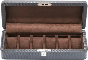 Showcase Organiser invention unspecified rub Lockable Metal Lock Watch Box Storage - 6 Slots Carbon Fiber Watch Jewellery Display Case Bracelet Tray 