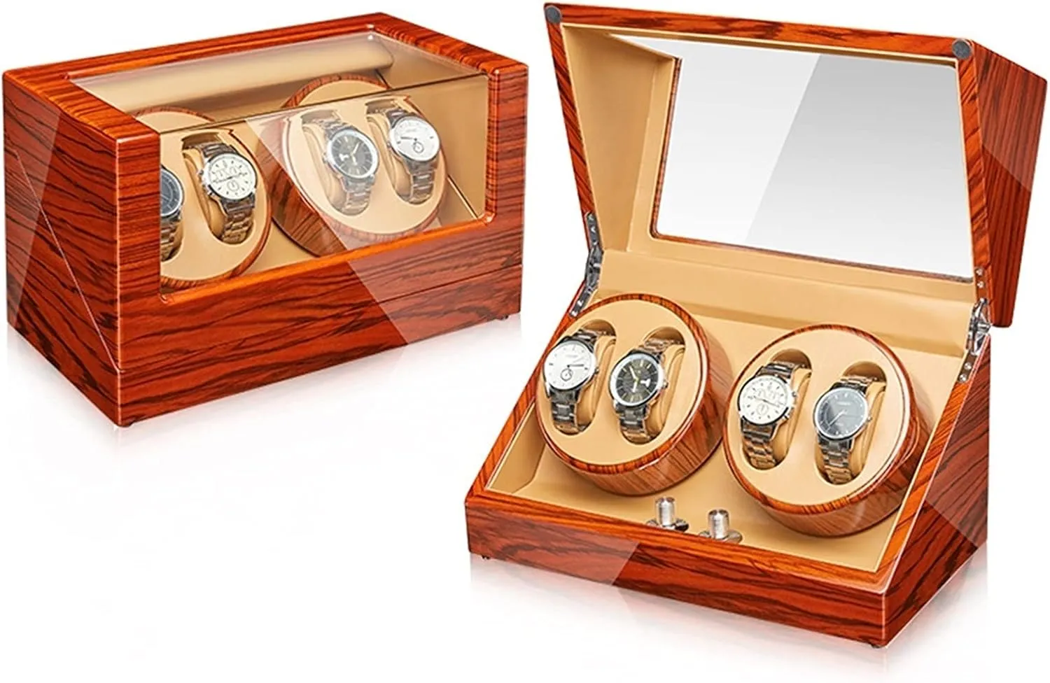 shower participation operate ballet Watch Rotator Box with Quiet Mabuchi Motors Flexible Watch Pillow Fit Lady and Man Watches (Size : 4 0) Watch Display Box Automatic Watch Winder for 2/4 Watches Wood Shell Piano Finish 
