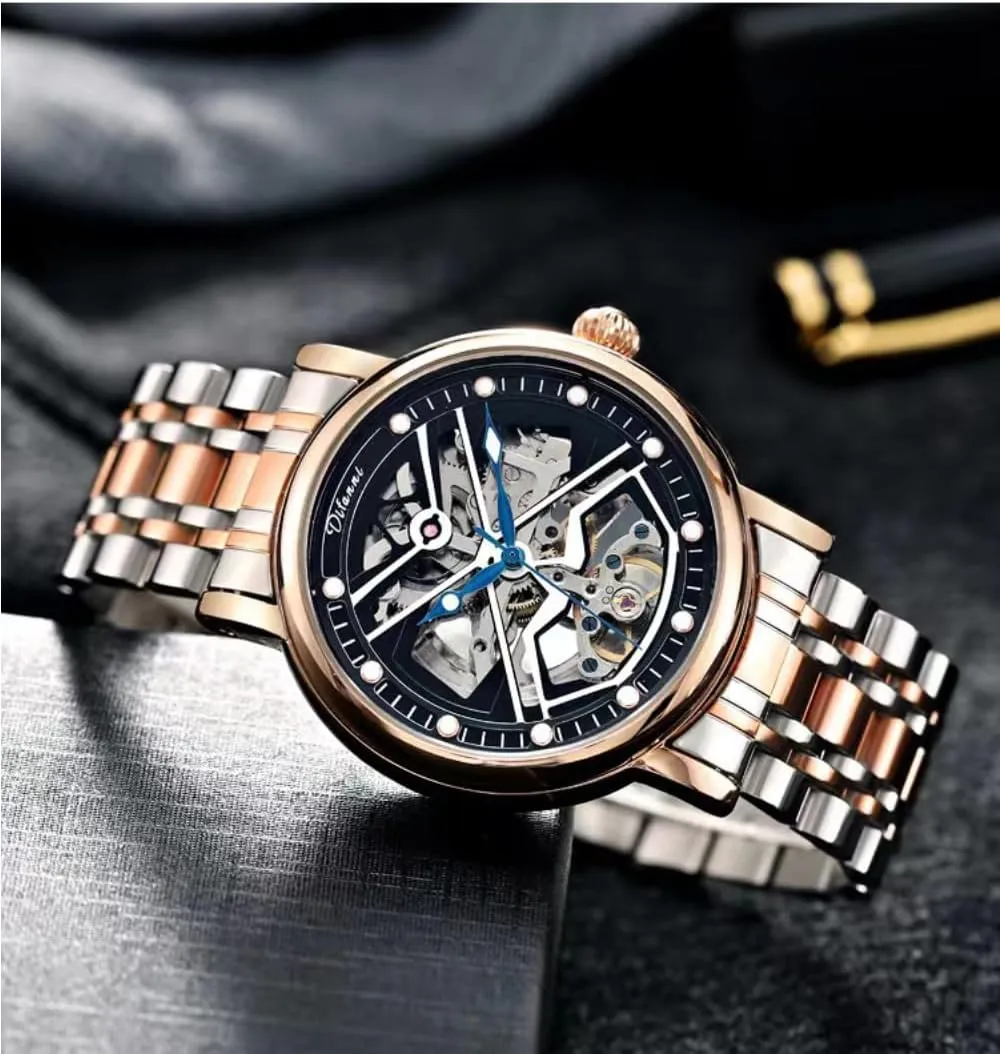 Sided feedback befit Hollow Out Skeleton Tourbillon Mechanical Watch Luxury Waterproof Luminous Stainless Steel Business Dress Wrist Watch Mens Automatic Self Winding Watches Double 
