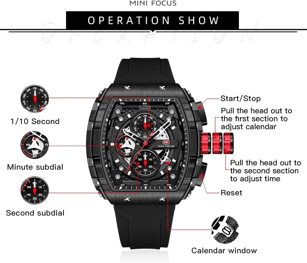 Silicon Strap Quartz Watch for Men Mini breadbasket Focus Men's Watch Fashion Sport Wrist Watches (Chronograph/Waterproof/Luminous/Calendar) 