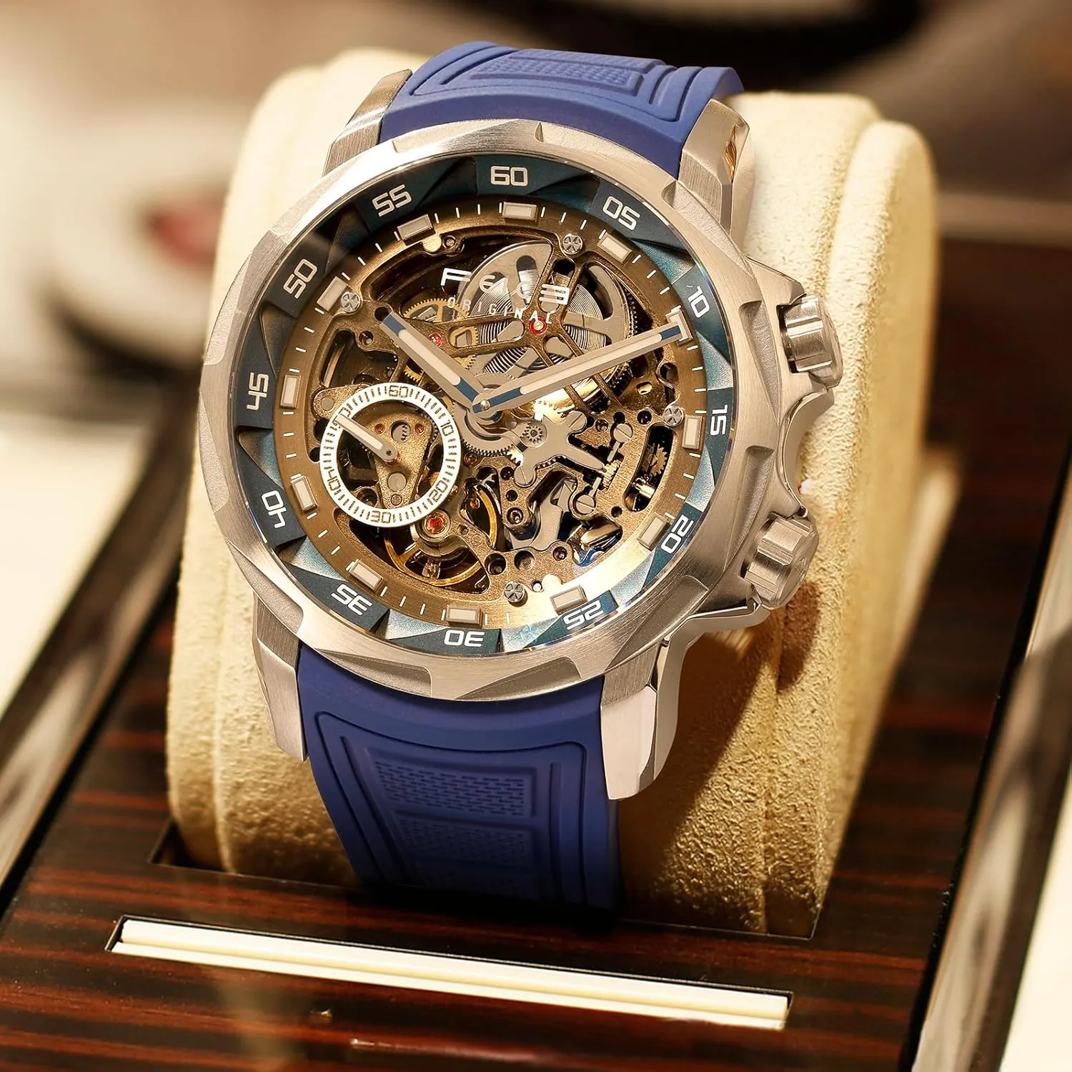Silicone Strap Watches for Men FEICE FM511 Men's Skeleton Watch, Automatic Mechanical, Sapphire careless decade fever Crystal, 5ATM Waterproof, Anti-Shock, Luminous, 