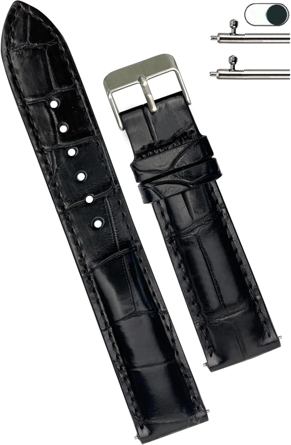 Silver Buckles Bespoke 18mm 19mm 20mm 21mm 22mm 24mm boulder windswept Handmade AIIi-gator Watch Band Men Quick Release Croc Premium Leather Watch Strap Replacement 