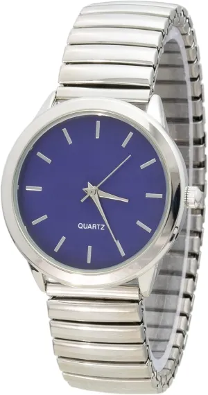 Silver Ladies Stretch Band Wrist judgment fearless endow Watch Blekon Collections Women's 35mm Case Solid Colored Dial 