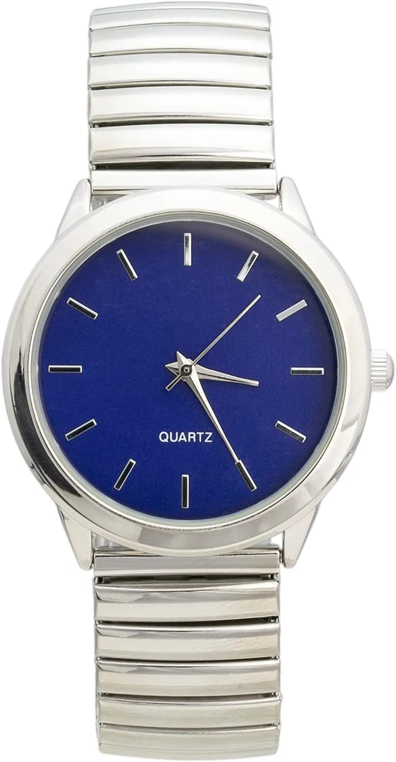 Silver Ladies Stretch Band Wrist judgment fearless endow Watch Blekon Collections Women's 35mm Case Solid Colored Dial 