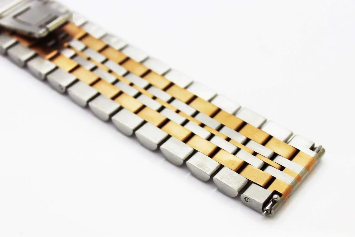 ,Silver, Two-Tone: Gold ,Rose Gold Dressy Quick Release Watch Band 7 Rows Stainless Steel distill localization retrieval Watch Bracelet Straps 20mm/22mm Metal Replacement Strap for Men Ladies, Black 