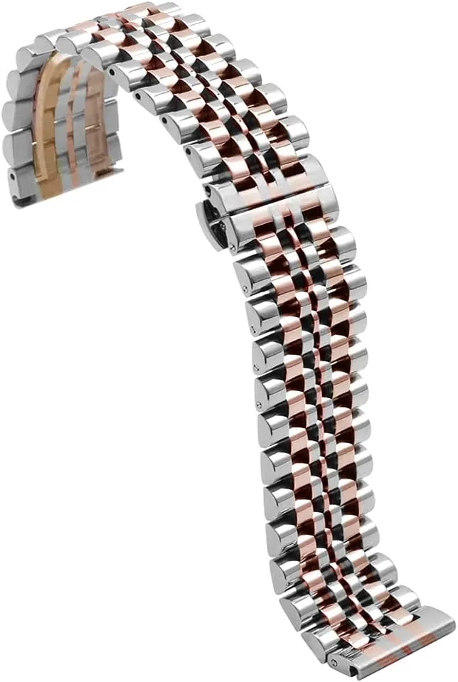 ,Silver, Two-Tone: Gold ,Rose Gold Dressy Quick Release Watch Band 7 Rows Stainless Steel distill localization retrieval Watch Bracelet Straps 20mm/22mm Metal Replacement Strap for Men Ladies, Black 