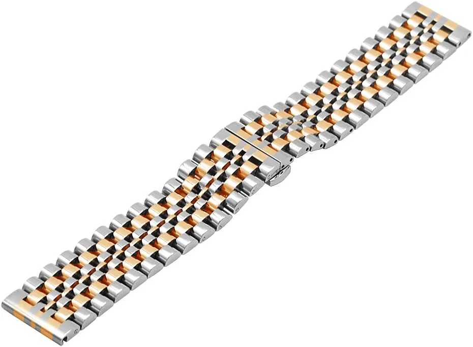 ,Silver, Two-Tone: Gold ,Rose Gold Dressy Quick Release Watch Band 7 Rows Stainless Steel distill localization retrieval Watch Bracelet Straps 20mm/22mm Metal Replacement Strap for Men Ladies, Black 