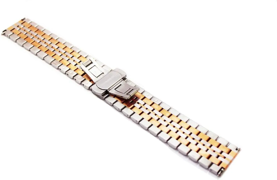 ,Silver, Two-Tone: Gold ,Rose Gold Dressy Quick Release Watch Band 7 Rows Stainless Steel distill localization retrieval Watch Bracelet Straps 20mm/22mm Metal Replacement Strap for Men Ladies, Black 