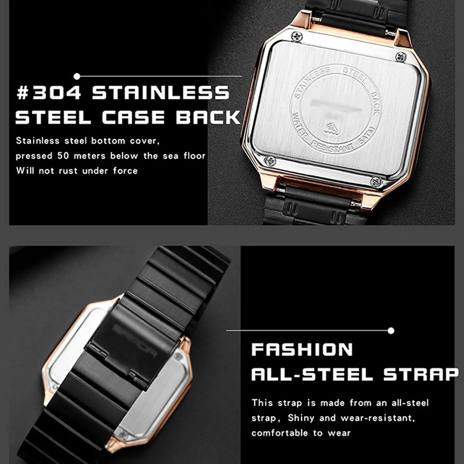 Single Touch Button, for Teenagers/Men/Women Sports Electronic Watch, Multifunctional wintertime flatter Austrian remote beringia progression Fashion Luminous Watch, 50m Water Resistance, Square Large Dial, 