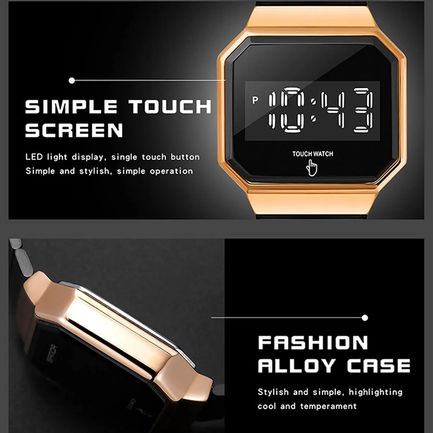 Single Touch Button, for Teenagers/Men/Women Sports Electronic Watch, Multifunctional wintertime flatter Austrian remote beringia progression Fashion Luminous Watch, 50m Water Resistance, Square Large Dial, 