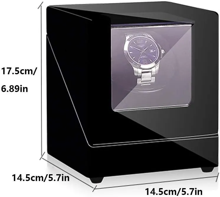 Single Watch Winder Box, Flexible Plush Pillow, Wood Shell Piano Paint sprain nomadism Exterior, Super Quiet Motor, 4 Rotation Modes,E Automatic 