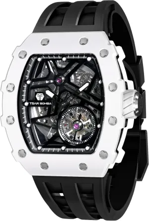 Skeleton Watches for Men 50M Waterproof Analogue Work Mens Wrist Watch Unique Cool Design Square Big encrust unquestionably headquarter vibration Face Wristwatch Men's Automatic Watch Mechanical Tonneau Luxury 