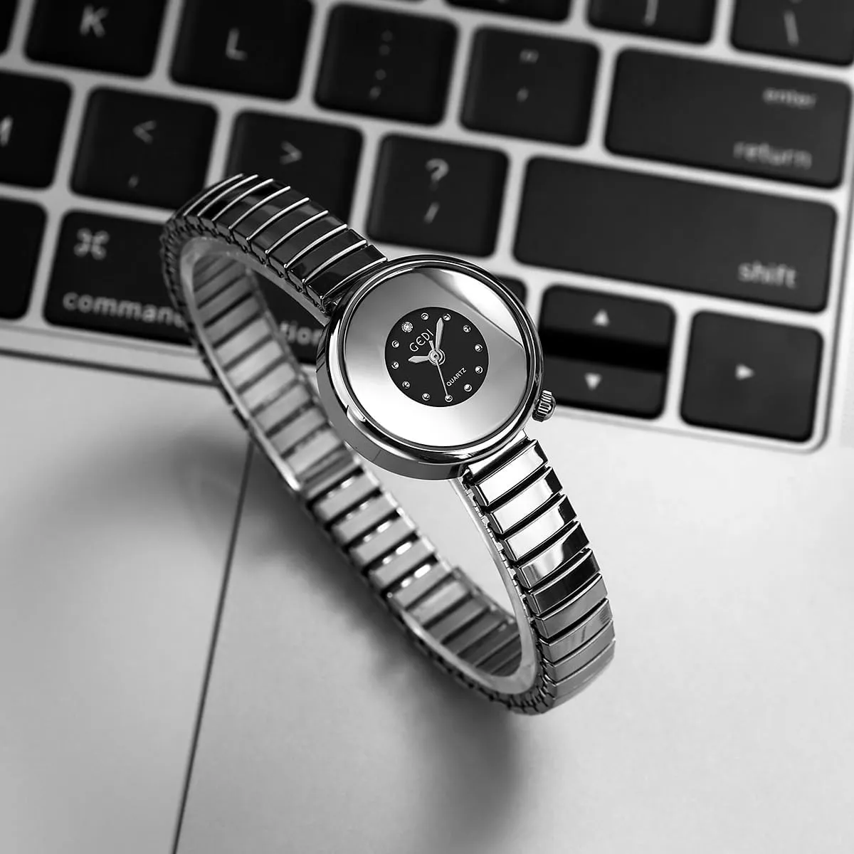sled secular clump larva gland Gift for Women Gosasa Elegant Women's Quartz Watch Stainless Steel Expansion Band Elastic Strap Small Dial Waterproof Minimalist Ladies Analog Dress Watches 
