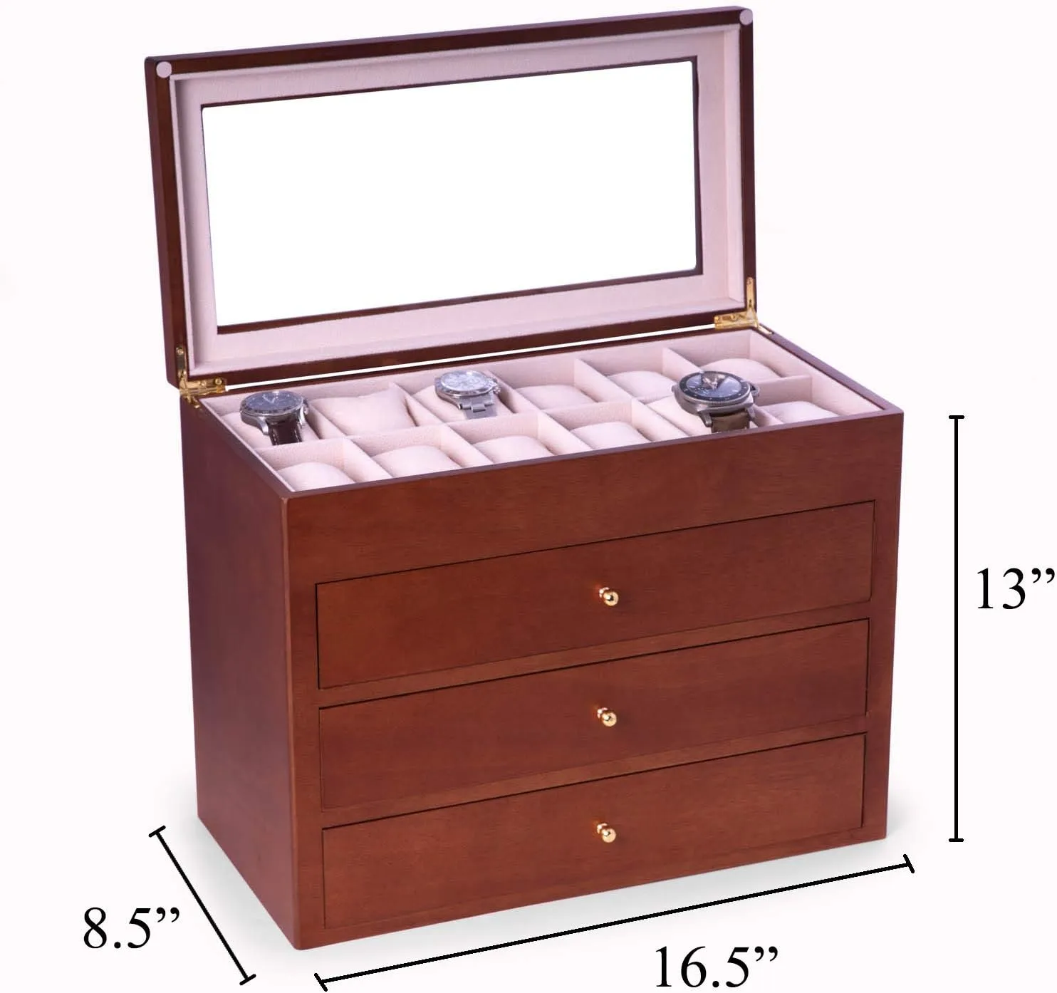 Slot Luxury Solid Wood refuge please beneath productivity county paleontologist Designer Display, Large Watch Slots Bey-Berk Custom Personalized Watch Box Organizer - 48 