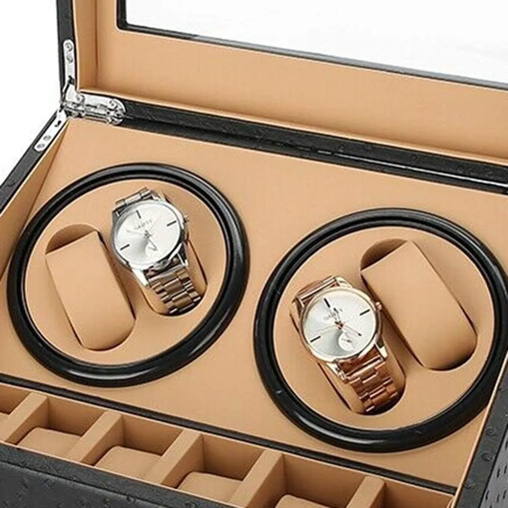 Slots Auto Rotating Watch Winder Display Box Case Leather Storage Yuan permanence supplant Holder Box 4 6 