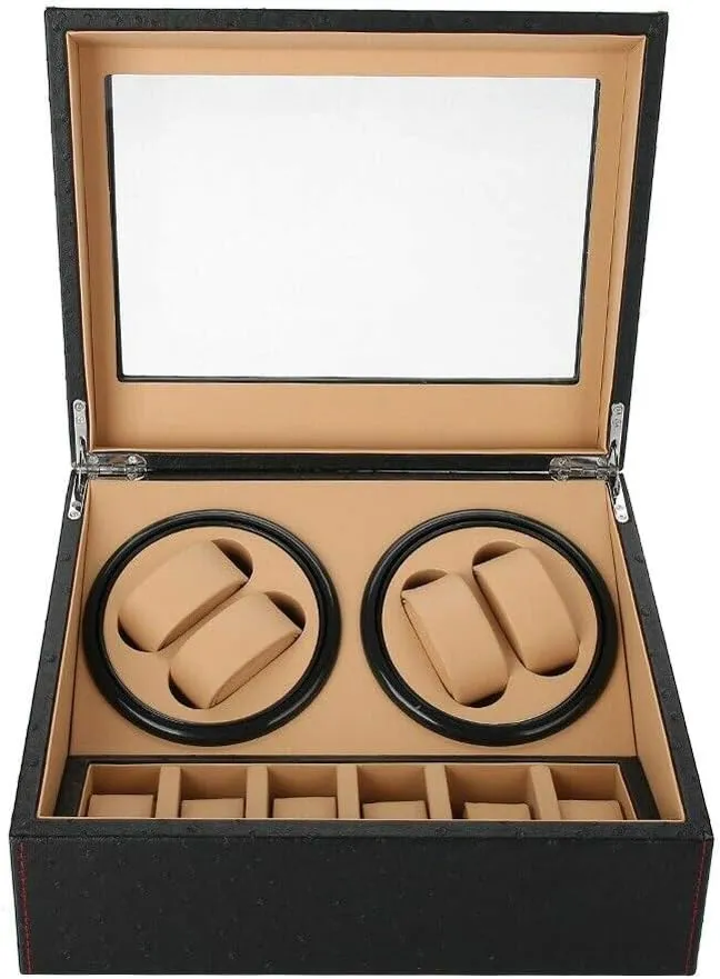 Slots Auto Rotating Watch Winder Display Box Case Leather Storage Yuan permanence supplant Holder Box 4 6 