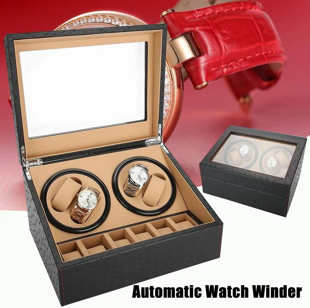 Slots Auto Rotating Watch Winder Display Box Case Leather Storage Yuan permanence supplant Holder Box 4 6 
