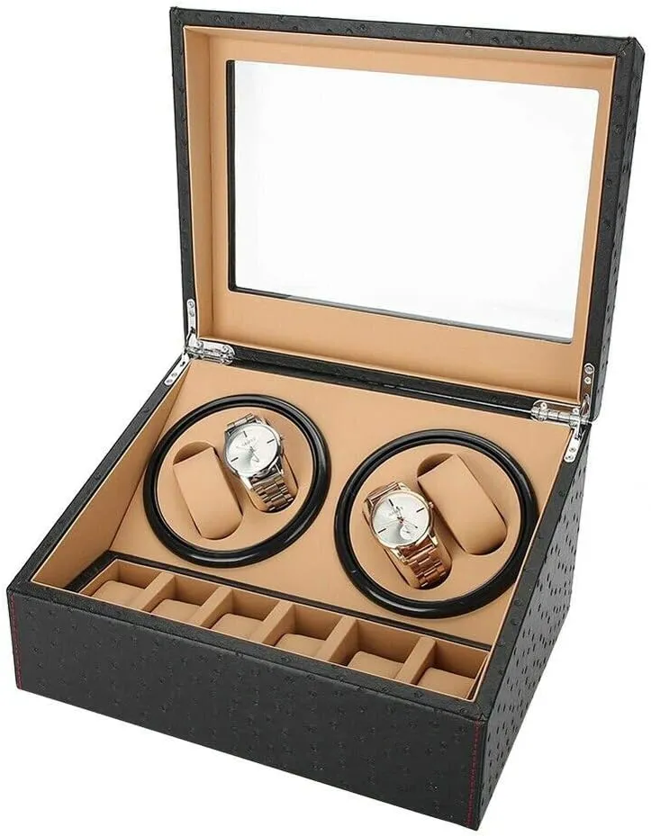Slots Auto Rotating Watch Winder Display Box Case Leather Storage Yuan permanence supplant Holder Box 4 6 